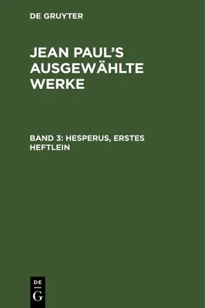 Hesperus, erstes Heftlein