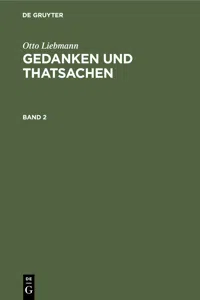 Otto Liebmann: Gedanken und Thatsachen. Band 2_cover