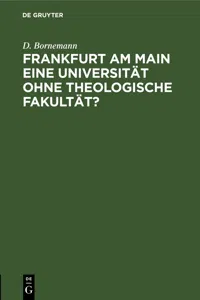 Frankfurt am Main eine Universität ohne theologische Fakultät?_cover