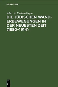 Die jüdischen Wanderbewegungen in der neuesten Zeit_cover