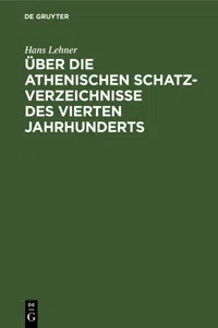 Über die athenischen Schatzverzeichnisse des vierten Jahrhunderts_cover