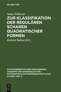 Zur Klassifikation der regulären Scharen quadratischer Formen_cover