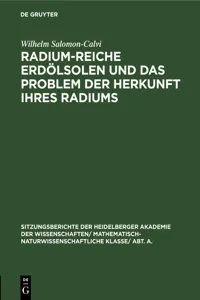 Radium-reiche Erdölsolen und das Problem der Herkunft ihres Radiums_cover