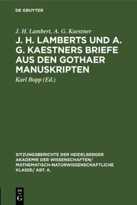 J. H. Lamberts und A. G. Kaestners Briefe aus den Gothaer Manuskripten_cover