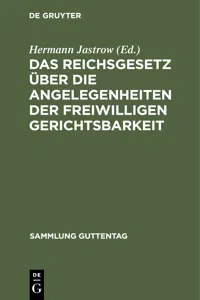 Das Reichsgesetz über die Angelegenheiten der freiwilligen Gerichtsbarkeit_cover