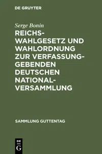 Reichswahlgesetz und Wahlordnung zur verfassunggebenden deutschen Nationalversammlung_cover