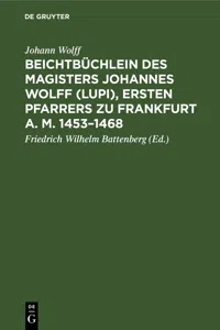 Beichtbüchlein des Magisters Johannes Wolff, ersten Pfarrers zu Frankfurt a. M. 1453–1468_cover