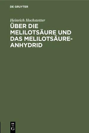 Über die Melilotsäure und das Melilotsäure-Anhydrid