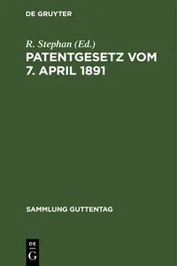 Patentgesetz vom 7. April 1891_cover