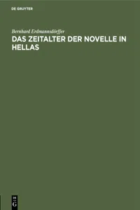 Das Zeitalter der Novelle in Hellas_cover