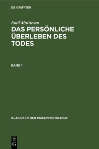 Emil Mattiesen: Das persönliche Überleben des Todes. Band 1_cover