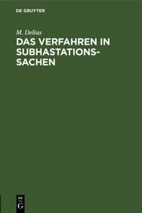 Das Verfahren in Subhastationssachen_cover