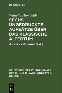 Sechs ungedruckte Aufsätze über das klassische Altertum_cover