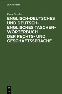 Englisch-deutsches und deutsch-englisches Taschenwörterbuch der Rechts- und Geschäftssprache_cover