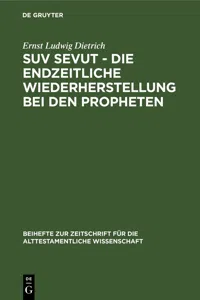 Suv sevut - die endzeitliche Wiederherstellung bei den Propheten_cover