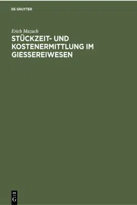 Stückzeit- und Kostenermittlung im Giessereiwesen_cover