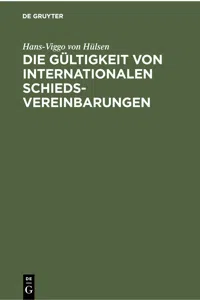 Die Gültigkeit von Internationalen Schiedsvereinbarungen_cover