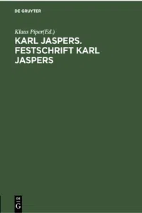 Karl Jaspers. Festschrift Karl Jaspers_cover