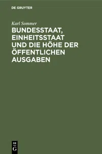 Bundesstaat, Einheitsstaat und die Höhe der öffentlichen Ausgaben_cover