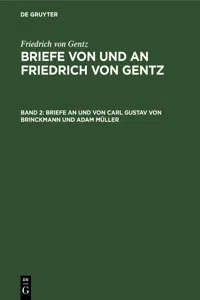 Briefe an und von Carl Gustav von Brinckmann und Adam Müller_cover