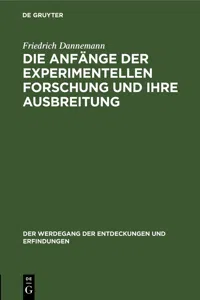 Die Anfänge der experimentellen Forschung und ihre Ausbreitung_cover