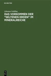 Das Vorkommen der "seltenen Erden" im Mineralreiche_cover