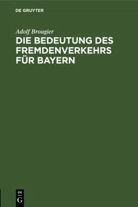 Die Bedeutung des Fremdenverkehrs für Bayern_cover