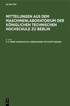 Ueber Kondensation, insbesondere für Dampfturbinen