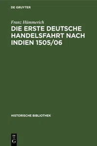 Die erste deutsche Handelsfahrt nach Indien 1505/06_cover