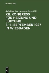 Kongress für Heizung und Lüftung 8.–11.September 1927 in Wiesbaden_cover