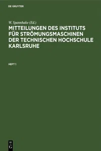 Mitteilungen des Instituts für Strömungsmaschinen der Technischen Hochschule Karlsruhe. Heft 1_cover