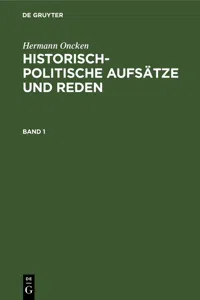 Hermann Oncken: Historisch-politische Aufsätze und Reden. Band 1_cover