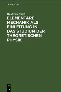 Elementare Mechanik als Einleitung in das Studium der theoretischen Physik_cover
