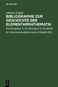 Bibliographie zur Geschichte der Elementarmathematik_cover