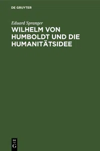 Wilhelm von Humboldt und die Humanitätsidee_cover