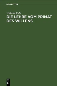 Die Lehre vom Primat des Willens_cover