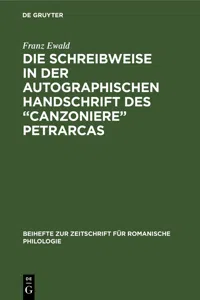 Die Schreibweise in der autographischen Handschrift des "Canzoniere" Petrarcas_cover