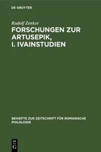 Forschungen zur Artusepik, I. Ivainstudien_cover