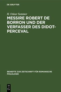 Messire Robert de Borron und der Verfasser des Didot-Perceval_cover