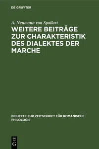 Weitere Beiträge zur Charakteristik des Dialektes der Marche_cover