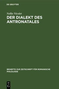 Der Dialekt des Antronatales_cover