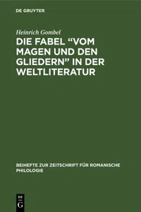 Die Fabel "Vom Magen und den Gliedern" in der Weltliteratur_cover