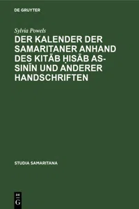 Der Kalender der Samaritaner anhand des Kitāb ḥisāb as-sinīn und anderer Handschriften_cover