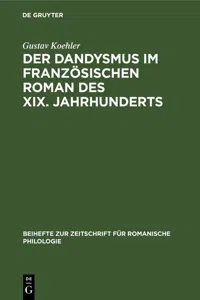 Der Dandysmus im französischen Roman des XIX. Jahrhunderts_cover