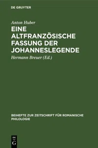 Eine altfranzösische Fassung der Johanneslegende_cover