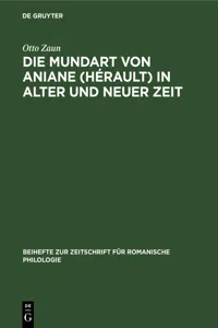 Die Mundart von Aniane in alter und neuer Zeit_cover