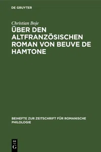 Über den altfranzösischen Roman von Beuve de Hamtone_cover