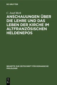 Anschauungen über die Lehre und das Leben der Kirche im altfranzösischen Heldenepos_cover