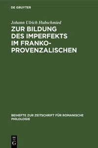 Zur Bildung des Imperfekts im Frankoprovenzalischen_cover