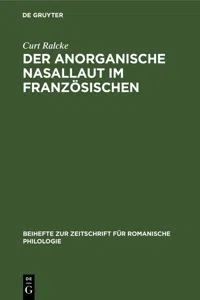 Der Anorganische Nasallaut im Französischen_cover